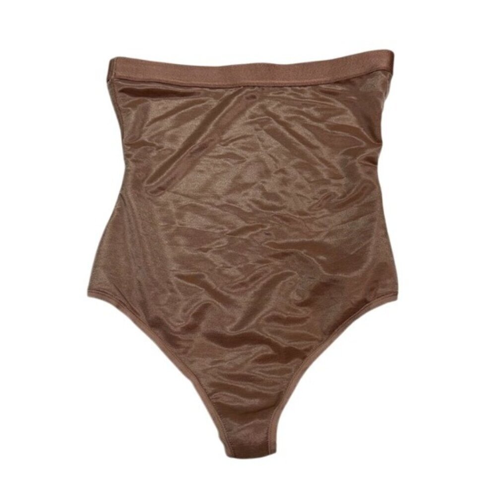 SKIMS XS Barely There High-Waisted Thong Smoothing Shapewear Sienna Brown NWOT